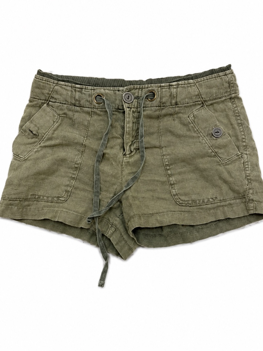 Sanctuary Olive Utility Linen Drawstring Shorts 28